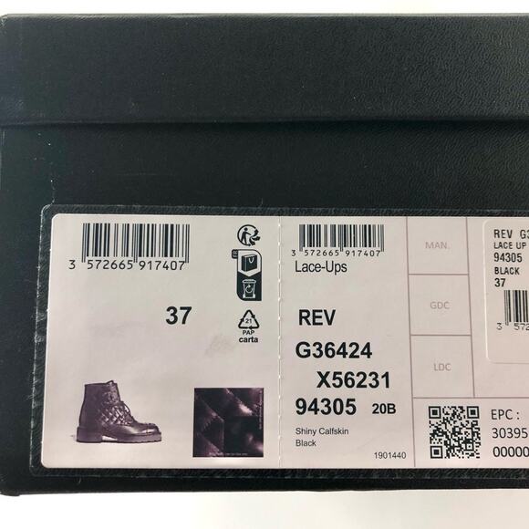 Chanel Brave Shiny Calfskin Quilted CC Chain Cap Toe Platform Short Boots 37 - Picture 11 of 11